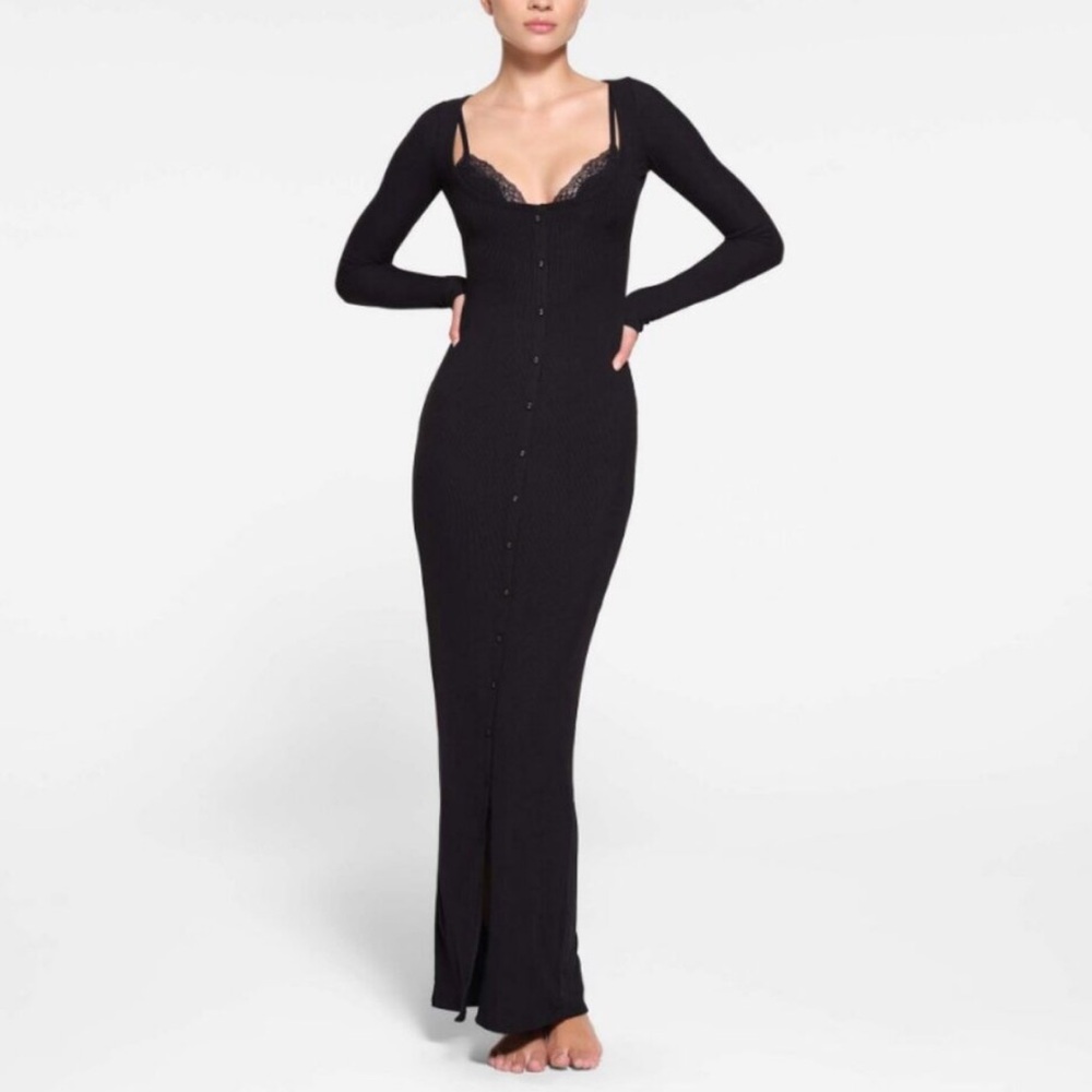 Skims Lounge Lace Maxi Dress